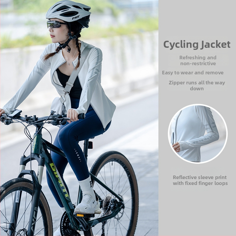 Cyklistická rýchloschnúca bunda s dlhým rukávom na zips na jogu, fitness a beh