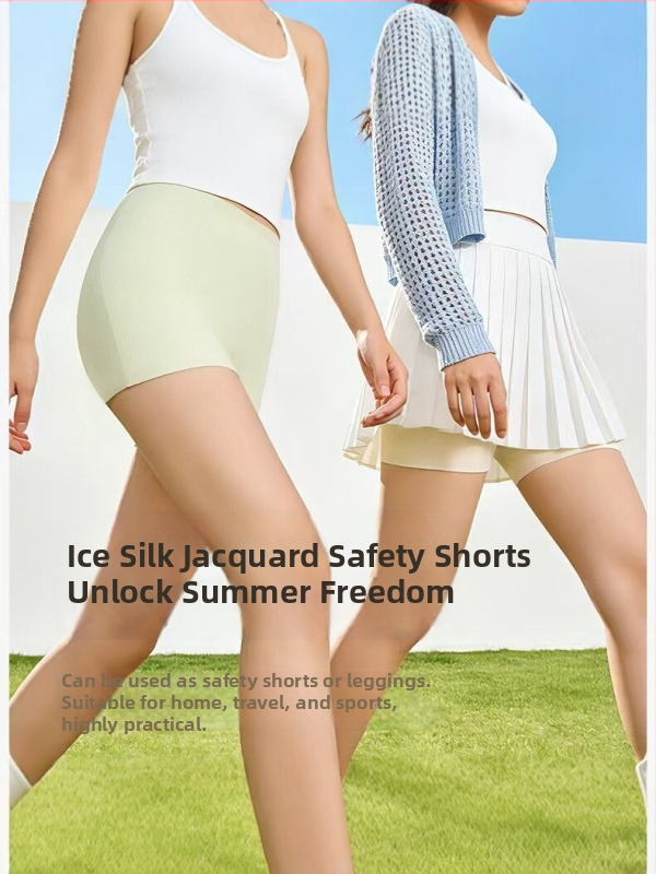 Bezšvové bezpečnostné šortky Ice Silk pre ženy, ľahké trištvrťové dĺžky, priedušné žakárové spodné prádlo ako vrchné oblečenie
