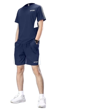 Set sportiv de vară pentru bărbați din Ice Silk, uscare rapidă - tricou cu mânecă scurtă și șorturi de fitness