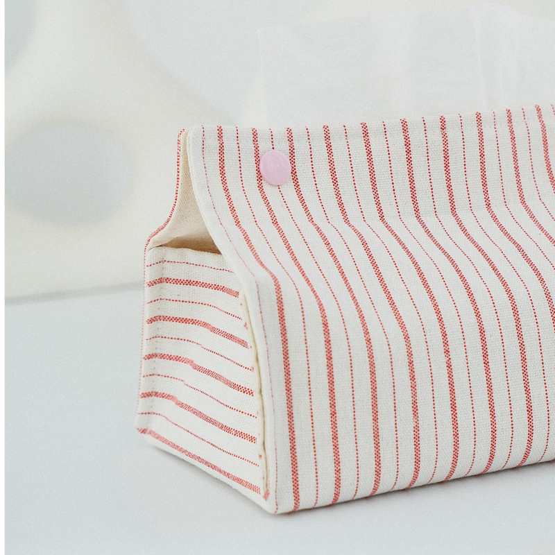 Lenvászonból készült asztali zsebkendő tartó, modern minimalist design, nappaliba és kávézóasztalhoz; autóhoz való zsebkendő tasak pamut és len keverék