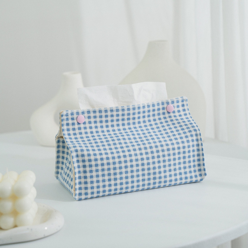 Lenvászonból készült asztali zsebkendő tartó, modern minimalist design, nappaliba és kávézóasztalhoz; autóhoz való zsebkendő tasak pamut és len keverék