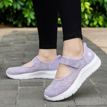 Női Slip-On sétacipő, lélegző hálós felsőrész, mindennapi viselet, könnyű, csúszásmentes talp, széles méretek