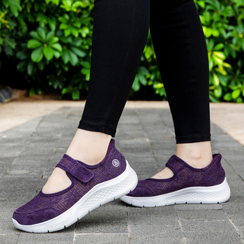 Női Slip-On sétacipő, lélegző hálós felsőrész, mindennapi viselet, könnyű, csúszásmentes talp, széles méretek