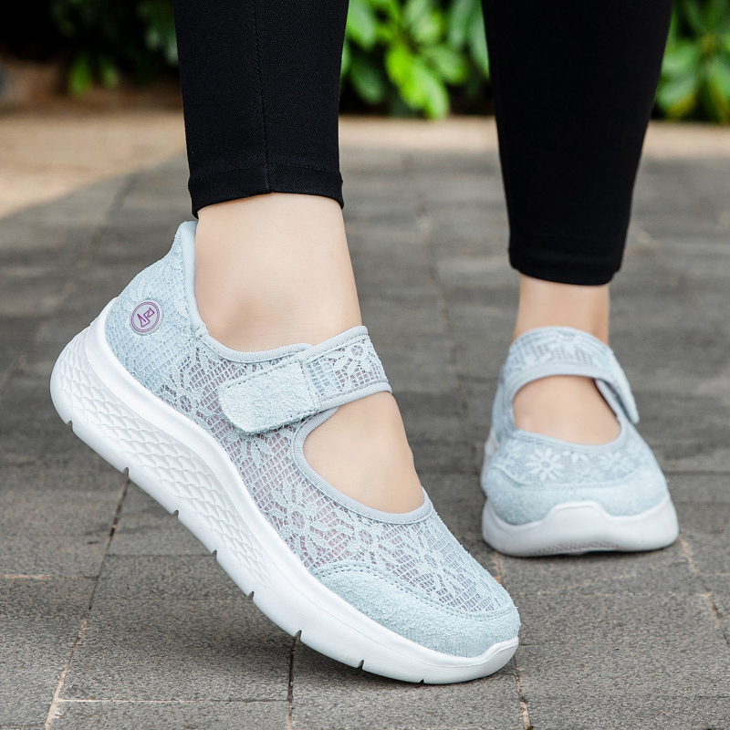 Női Slip-On sétacipő, lélegző hálós felsőrész, mindennapi viselet, könnyű, csúszásmentes talp, széles méretek
