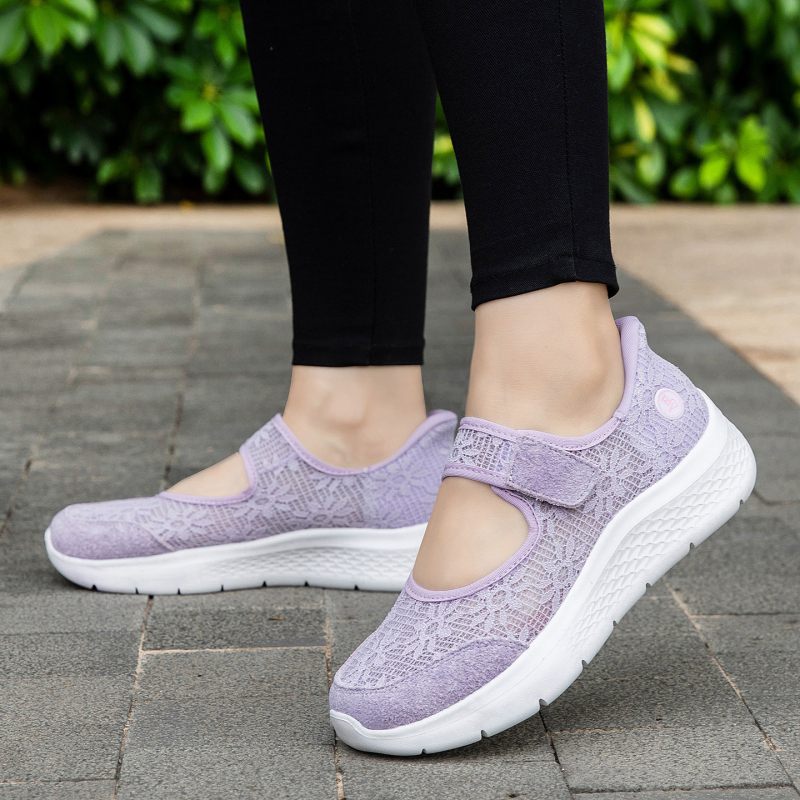 Női Slip-On sétacipő, lélegző hálós felsőrész, mindennapi viselet, könnyű, csúszásmentes talp, széles méretek
