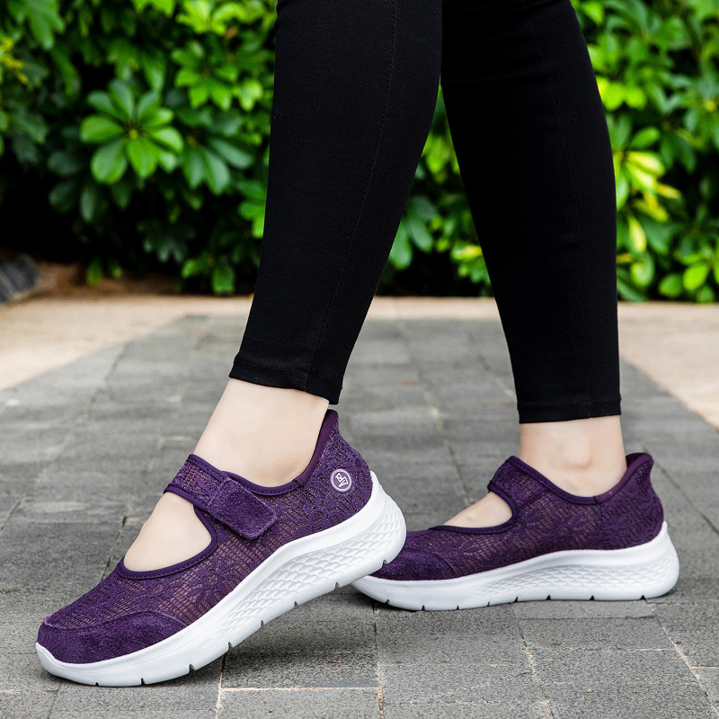 Női Slip-On sétacipő, lélegző hálós felsőrész, mindennapi viselet, könnyű, csúszásmentes talp, széles méretek