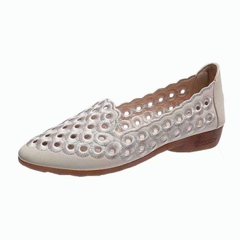 Γυναικείοι loafers με κόκκινο κέντημα και διάτρητα σχέδια, μαλακή σόλα, slip-on, καλοκαίρι