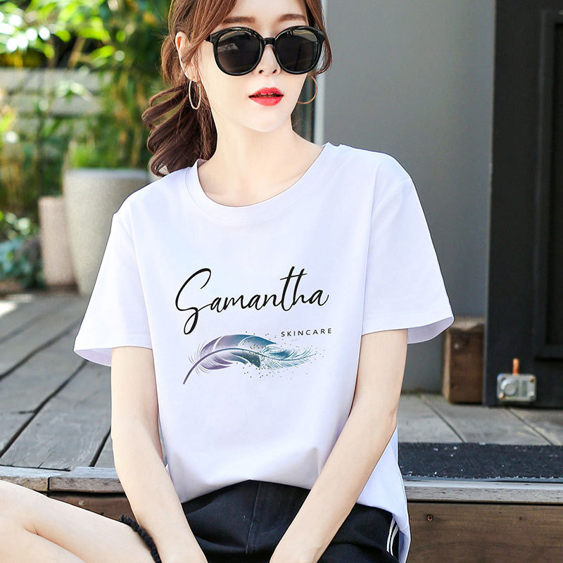 Γυναικείο κοντομάνικο T‑shirt σε ανοιχτό μωβ, άνετη γραμμή, κορεατικό στυλ, καλοκαίρι 2025