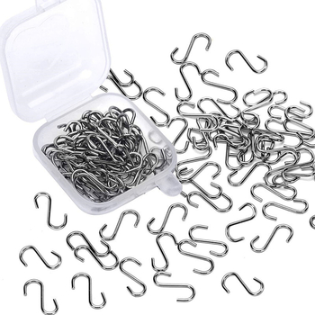 Rozsdamentes acél S-horgok, 14 mm, mini S-horgos dobozban, 0.55 in, kézműves függesztéshez