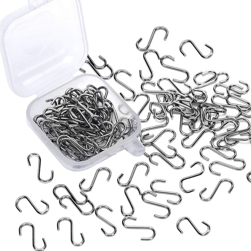 Rozsdamentes acél S-horgok, 14 mm, mini S-horgos dobozban, 0.55 in, kézműves függesztéshez