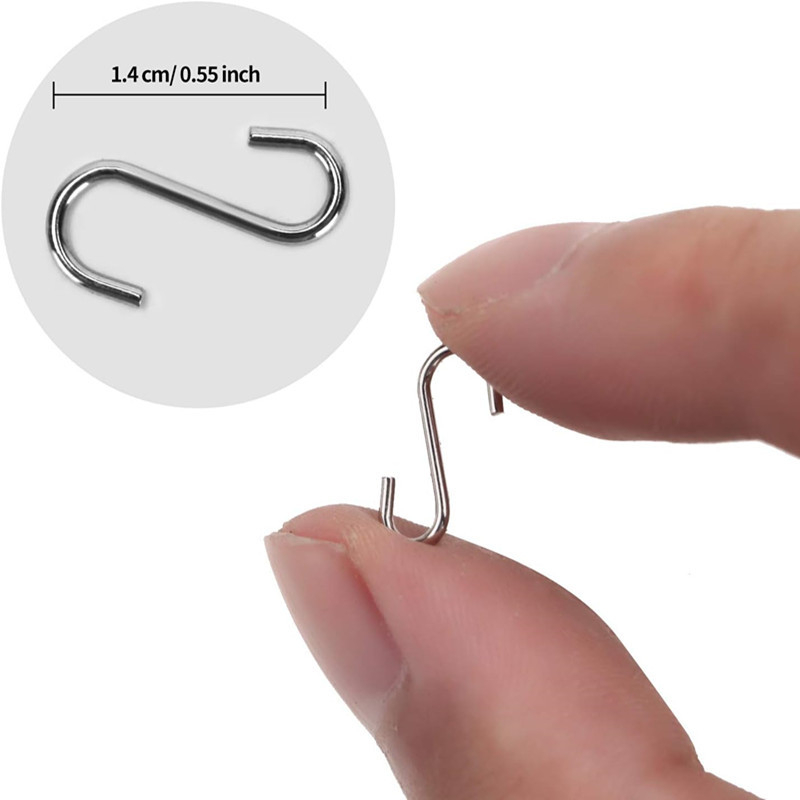 Rozsdamentes acél S-horgok, 14 mm, mini S-horgos dobozban, 0.55 in, kézműves függesztéshez