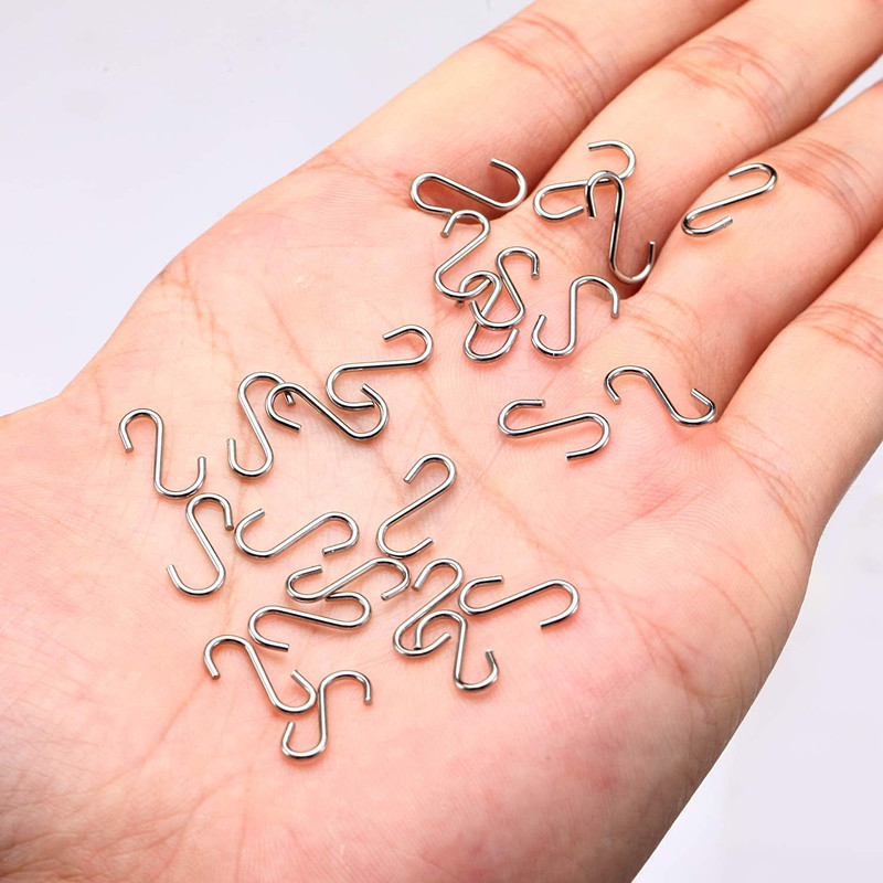 Rozsdamentes acél S-horgok, 14 mm, mini S-horgos dobozban, 0.55 in, kézműves függesztéshez