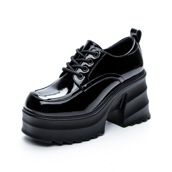 Γυναικείοι loafers με κρυφό ύψος 9 εκ., παχιά σόλα, βρετανικού στυλ PU δέρμα, φθινόπωρο 2025