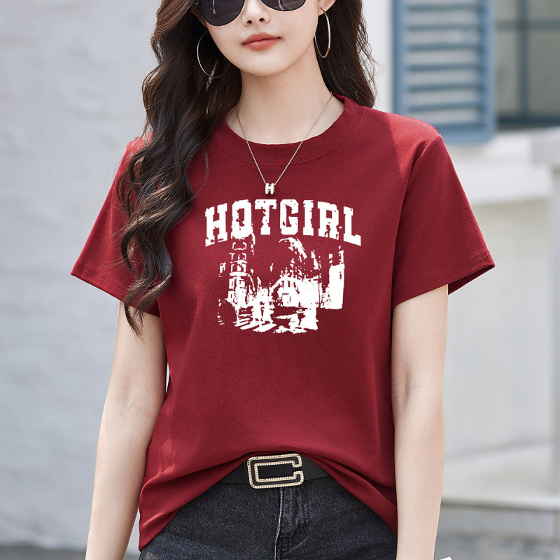 Μαύρο γυναικείο T-shirt από βαμβάκι με κοντά μανίκια, φαρδιά γραμμή, στρογγυλός λαιμός, εκτύπωση με γράμματα, καλοκαίρι, κομψό επαγγελματικό στυλ