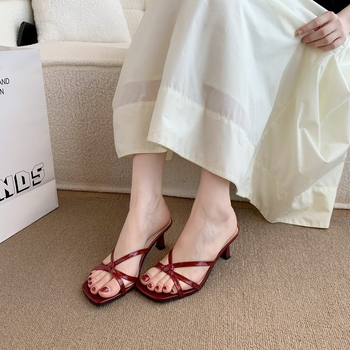 Γυναικεία σανδάλια plus size, γαλλικού στυλ, 3–5 cm τακούνι, λεπτές λουριά, PU επάνω, σόλα από καουλουκ