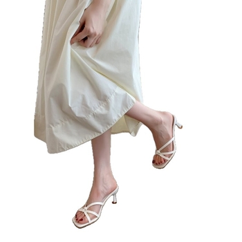 Γυναικεία σανδάλια plus size, γαλλικού στυλ, 3–5 cm τακούνι, λεπτές λουριά, PU επάνω, σόλα από καουλουκ