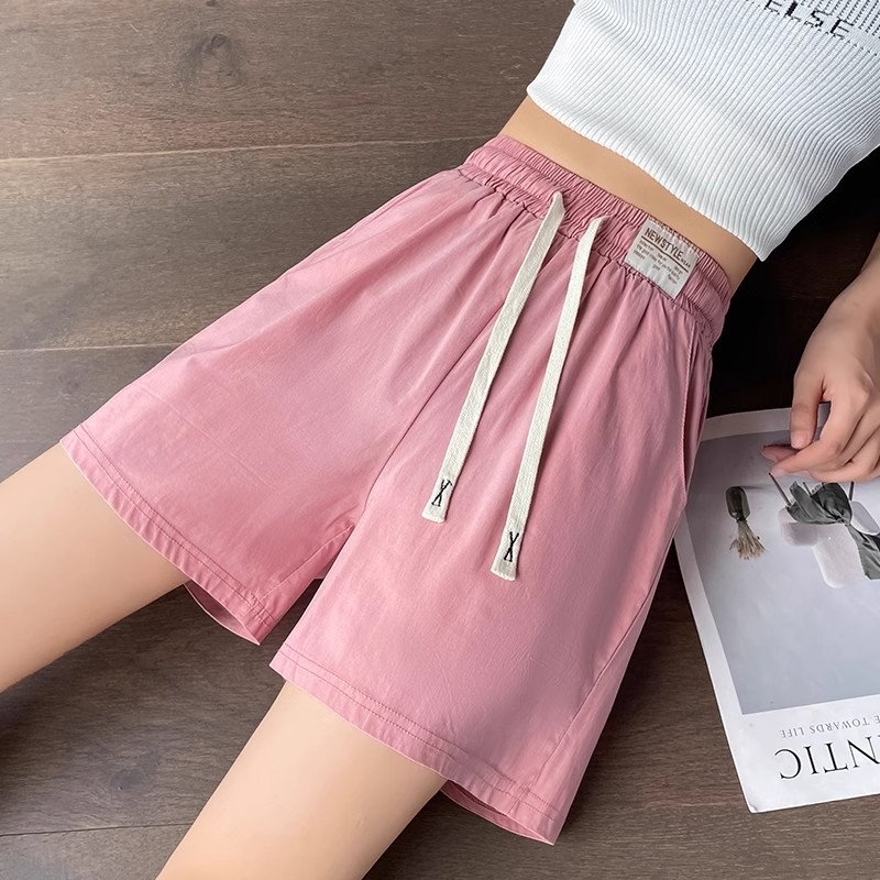 Γυναικείοι σορτς από ice silk για καλοκαίρι, ελαφριά και δροσερή υφή, αμερικάνικού στυλ αθλητικό, γρήγορο στέγνωμα, χαλαρή γραμμή, ευρεία εφαρμογή, midi μήκος