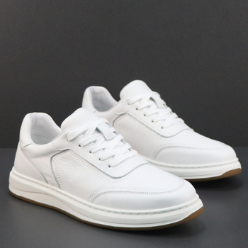 Ανδρικά λευκά sneakers από γνήσιο δέρμα, διαπνέοντα και αντιβακτηριακά, καθημερινά χαμηλά παπούτσια