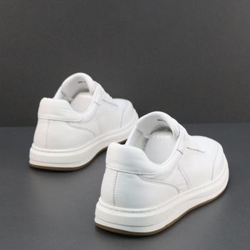 Ανδρικά λευκά sneakers από γνήσιο δέρμα, διαπνέοντα και αντιβακτηριακά, καθημερινά χαμηλά παπούτσια