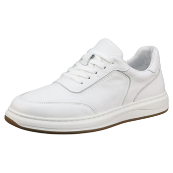 Ανδρικά λευκά sneakers από γνήσιο δέρμα, διαπνέοντα και αντιβακτηριακά, καθημερινά χαμηλά παπούτσια