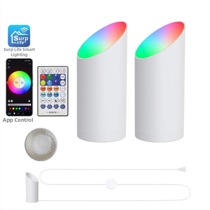 RGB LED rohové svetlo s ambientným osvetlením, diaľkové ovládanie, časovač, stmievateľné, skosené bodové svetlo, stojaca lampa s nožným spínačom