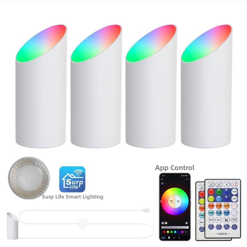 RGB LED rohové svetlo s ambientným osvetlením, diaľkové ovládanie, časovač, stmievateľné, skosené bodové svetlo, stojaca lampa s nožným spínačom