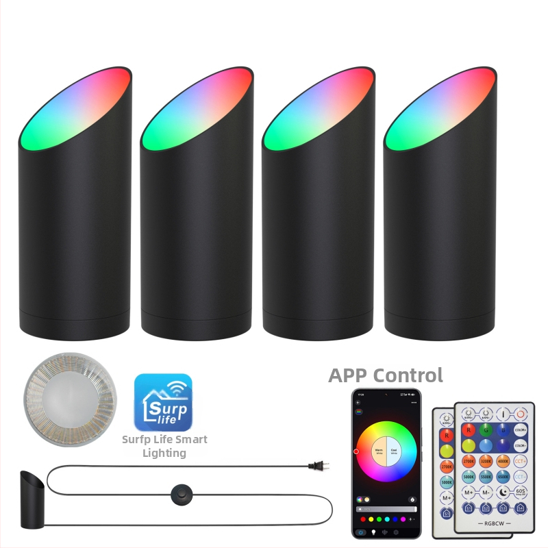 RGB LED rohové svetlo s ambientným osvetlením, diaľkové ovládanie, časovač, stmievateľné, skosené bodové svetlo, stojaca lampa s nožným spínačom