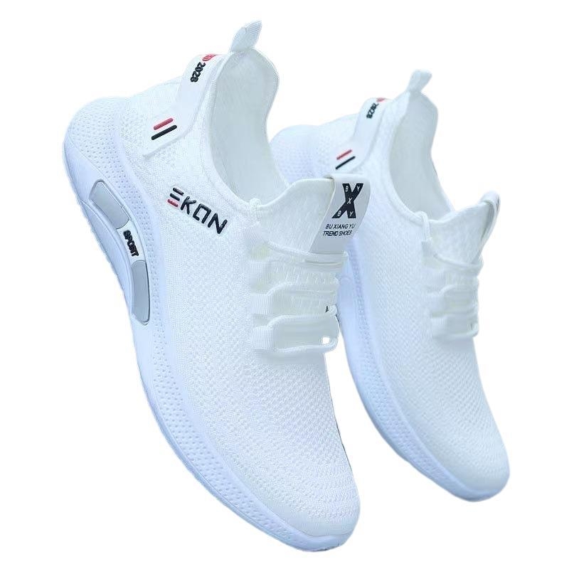 Ανδρικά Slip-On παπούτσια με άνω μέρος από δίχτυ, καλοκαίρι 2025, ελαφριά, αντι-οσμών, αθλητικά-καθημερινά παπούτσια με μαλακή σόλα, λευκά