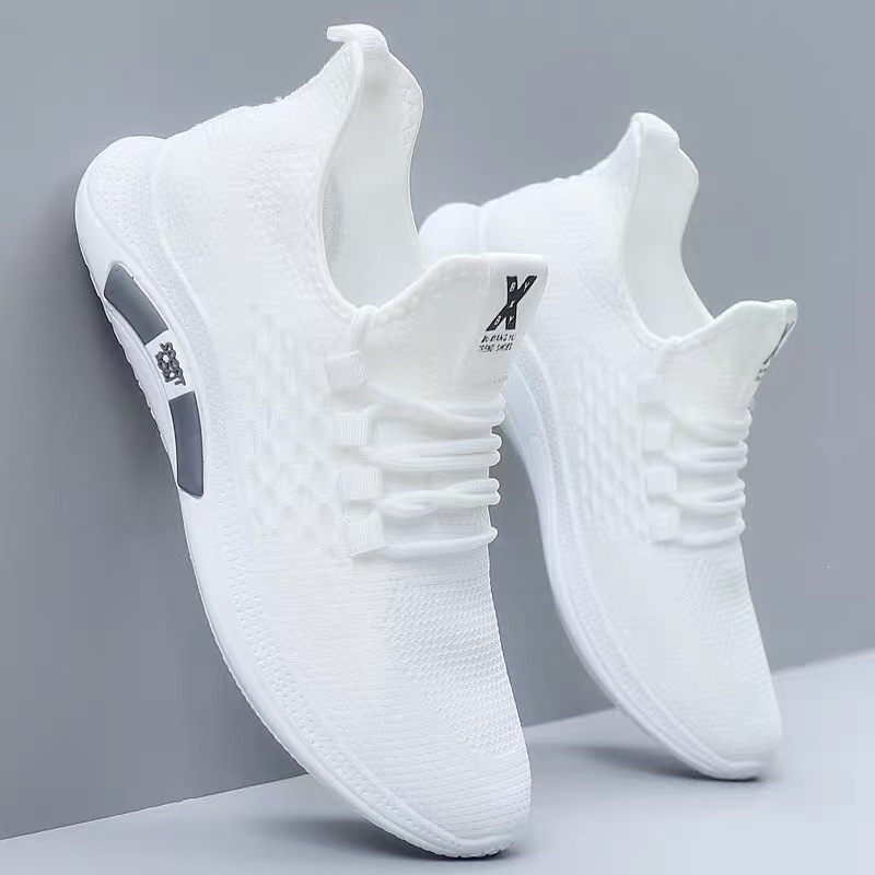 Ανδρικά Slip-On παπούτσια με άνω μέρος από δίχτυ, καλοκαίρι 2025, ελαφριά, αντι-οσμών, αθλητικά-καθημερινά παπούτσια με μαλακή σόλα, λευκά