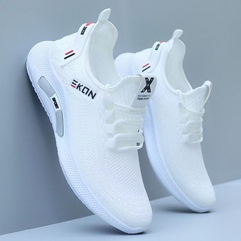 Ανδρικά Slip-On παπούτσια με άνω μέρος από δίχτυ, καλοκαίρι 2025, ελαφριά, αντι-οσμών, αθλητικά-καθημερινά παπούτσια με μαλακή σόλα, λευκά