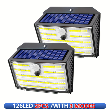 126LED ηλιακό εξωτερικό φωτιστικό τοίχου κήπου, ενσωματωμένος φωτισμός τοίχου, φωτεινά LED, IP65