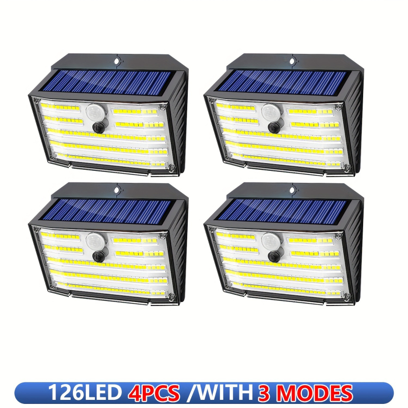 126LED ηλιακό εξωτερικό φωτιστικό τοίχου κήπου, ενσωματωμένος φωτισμός τοίχου, φωτεινά LED, IP65