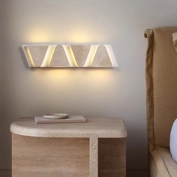 Жълта травертинова стенна лампа в стил Nordic minimalist за спалня и дневна