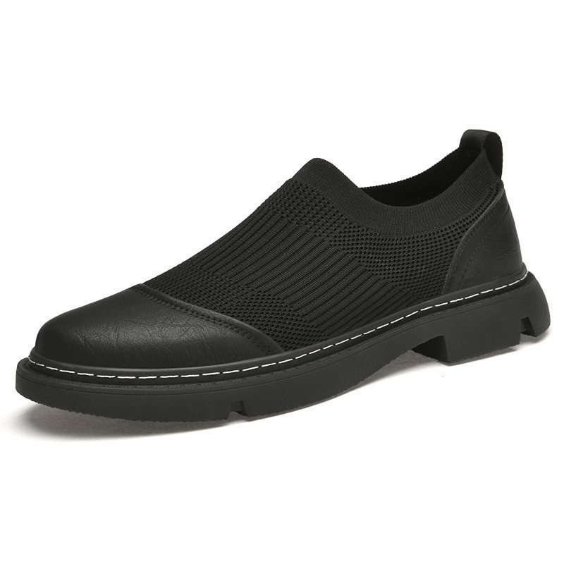 Ανδρικά παπούτσια με κρυφή αύξηση ύψους, slip-on brogue από Flyknit πλέγμα, χαμηλό προφίλ, casual αθλητικά παπούτσια