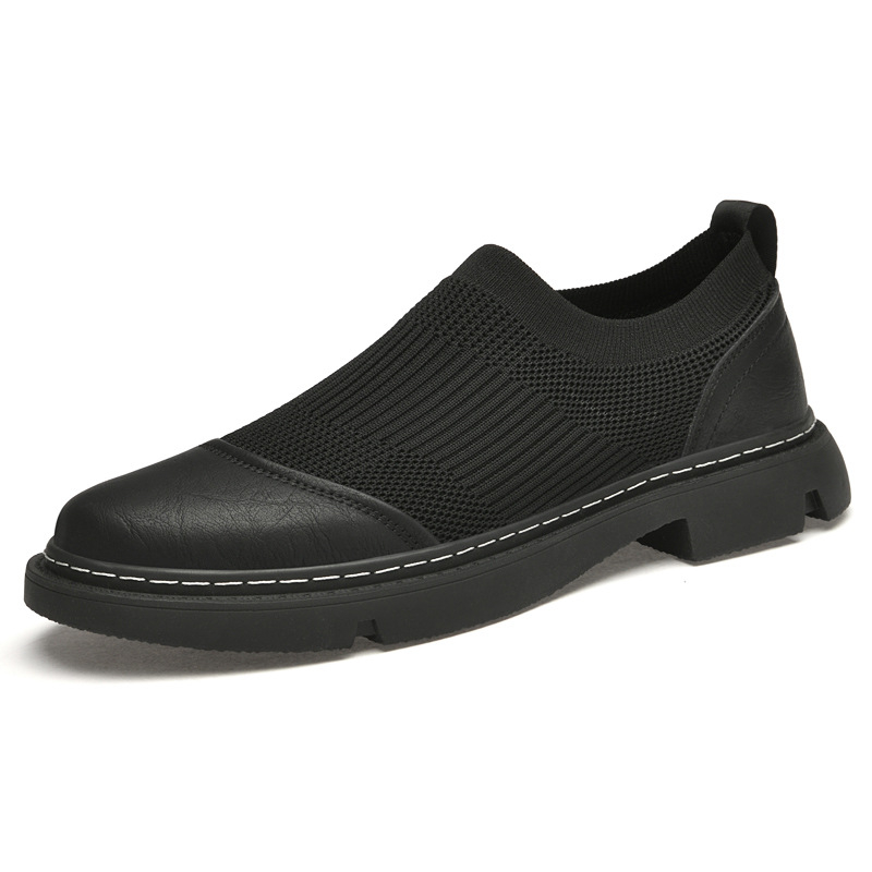 Ανδρικά παπούτσια με κρυφή αύξηση ύψους, slip-on brogue από Flyknit πλέγμα, χαμηλό προφίλ, casual αθλητικά παπούτσια