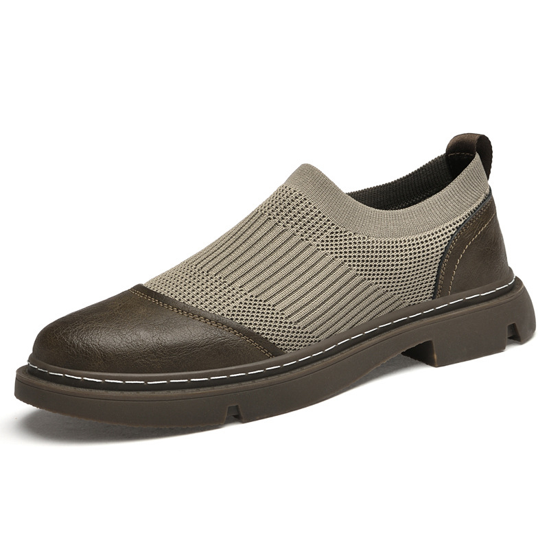 Ανδρικά παπούτσια με κρυφή αύξηση ύψους, slip-on brogue από Flyknit πλέγμα, χαμηλό προφίλ, casual αθλητικά παπούτσια