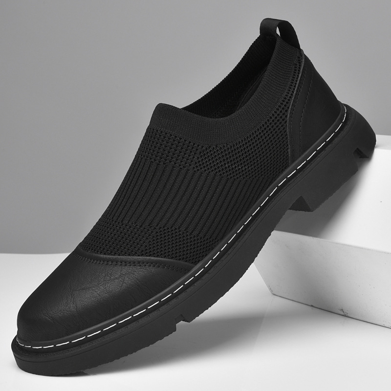 Ανδρικά παπούτσια με κρυφή αύξηση ύψους, slip-on brogue από Flyknit πλέγμα, χαμηλό προφίλ, casual αθλητικά παπούτσια