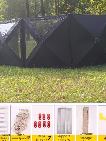 Prenosná vonkajšia čelná clona na kempovanie a pikniky s priehľadným okienkom — 5,6 m × 1,4 m