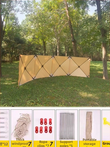 Prenosná vonkajšia čelná clona na kempovanie a pikniky s priehľadným okienkom — 5,6 m × 1,4 m