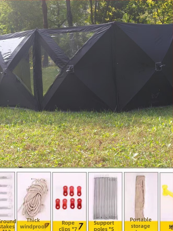Prenosná vonkajšia čelná clona na kempovanie a pikniky s priehľadným okienkom — 5,6 m × 1,4 m