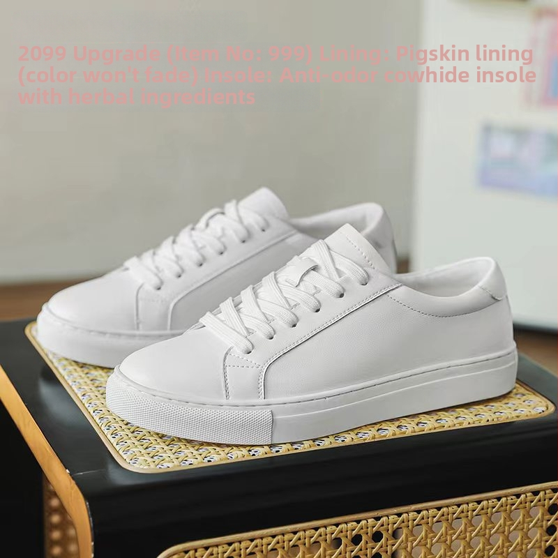 Ανδρικά λευκά sneakers από γνήσιο δέρμα με μαλακή σόλα, μεγέθη 46–48, ευρύ και επιπλέον ευρύ.