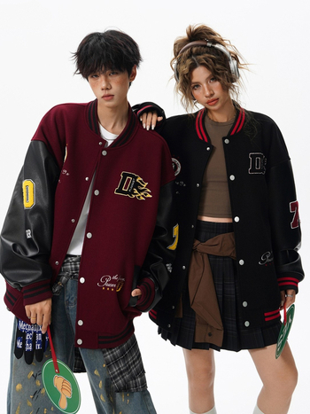 Μπουφάν μπάσκετ για ζευγάρι, σε κινεζικό στυλ, για άνδρες και γυναίκες, φθινοπωρινό-χειμωνιάτικο, αμερικανικό ρετρό κέντημα με ετικέτα λογότυπου