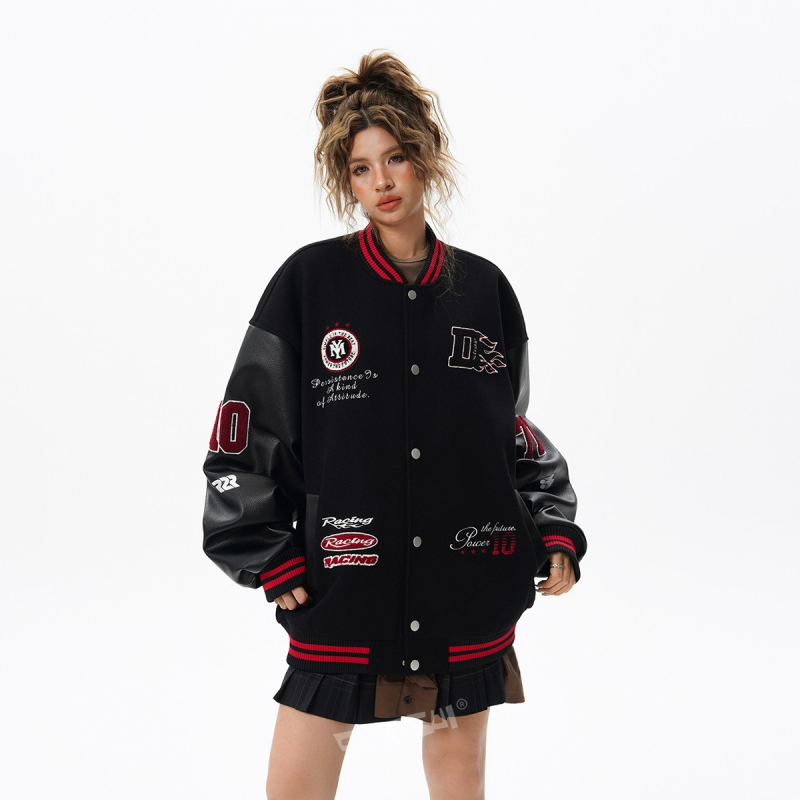 Μπουφάν μπάσκετ για ζευγάρι, σε κινεζικό στυλ, για άνδρες και γυναίκες, φθινοπωρινό-χειμωνιάτικο, αμερικανικό ρετρό κέντημα με ετικέτα λογότυπου