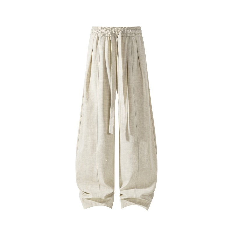 Ανδρικά παντελόνια Ice Silk με φαρδιά γραμμή, καλοκαίρι, άνετα, με ρέουση γραμμή, Cleanfit, μέχρι το πάτωμα