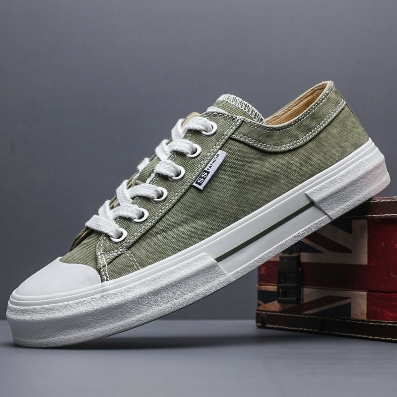 Flash Step 2026 άνοιξη unisex πάνινα παπούτσια — κορεατικό στυλ, χαμηλό προφίλ, αναπνεύσιμα, ελαστικό επάνω μέρος, καουτσούκ σόλα, πλαϊνό φερμουάρ και κορδόνια