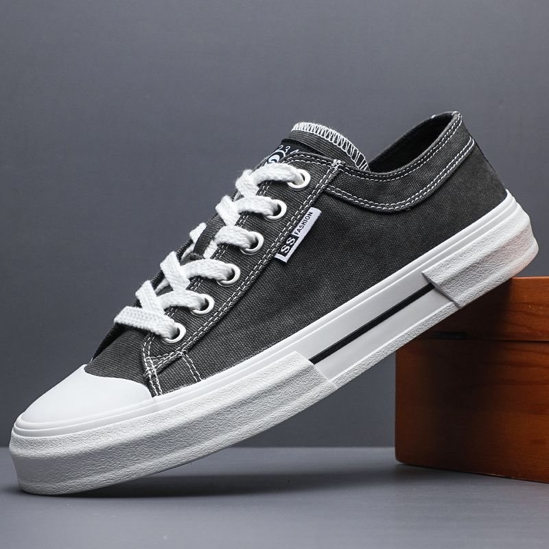 Flash Step 2026 άνοιξη unisex πάνινα παπούτσια — κορεατικό στυλ, χαμηλό προφίλ, αναπνεύσιμα, ελαστικό επάνω μέρος, καουτσούκ σόλα, πλαϊνό φερμουάρ και κορδόνια