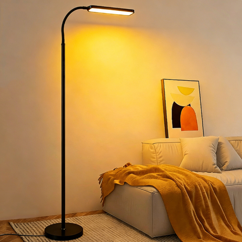 LED δάπεδη λάμπα σε βορειοευρωπαϊκό μινιμαλιστικό στυλ για γραφείο και υπνοδωμάτιο, περιστρεφόμενη λάμπα πιάνου, εξοικονόμηση ενέργειας και ρυθμιζόμενος φωτισμός ανάγνωσης