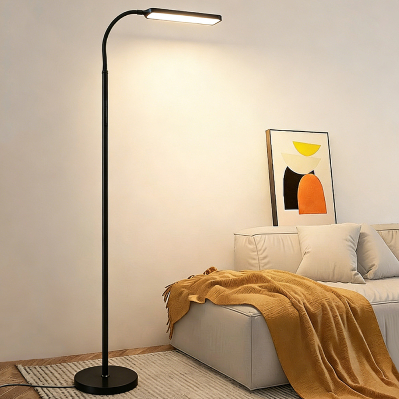 LED δάπεδη λάμπα σε βορειοευρωπαϊκό μινιμαλιστικό στυλ για γραφείο και υπνοδωμάτιο, περιστρεφόμενη λάμπα πιάνου, εξοικονόμηση ενέργειας και ρυθμιζόμενος φωτισμός ανάγνωσης