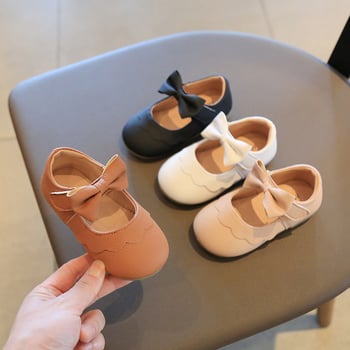 Mai Gu Beibi Pantofi copii cu fundă, stil prințesă, Velcro, talpă moale, PU respirabil, stil coreean, primăvara 2025