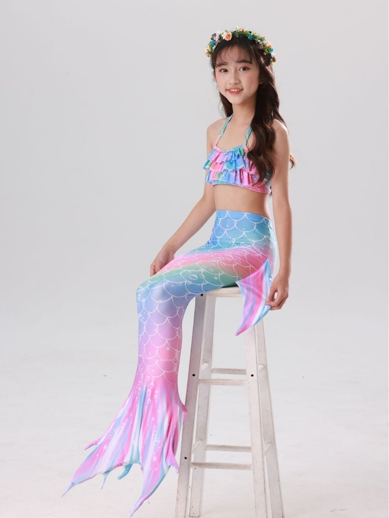 Costum de baie cu coadă de sirenă pentru fete, bikini prințesă pentru copii, fotografie de performanță, costum de baie pentru izvoare termale